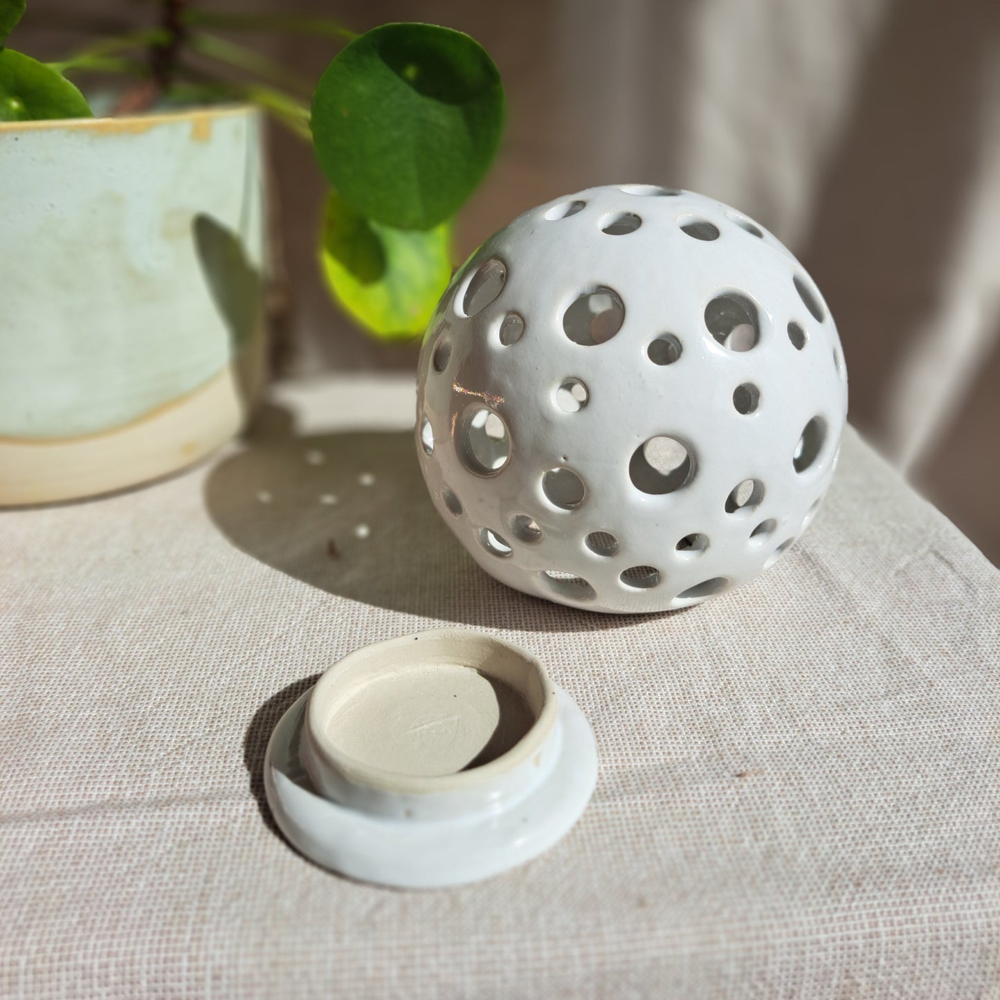 Photophore Blanc motif Ronds