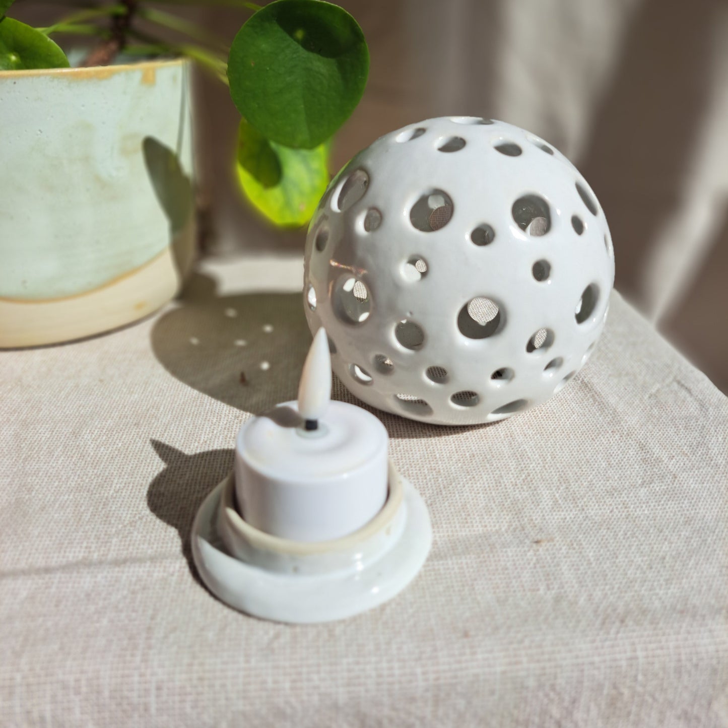 Photophore Blanc motif Ronds