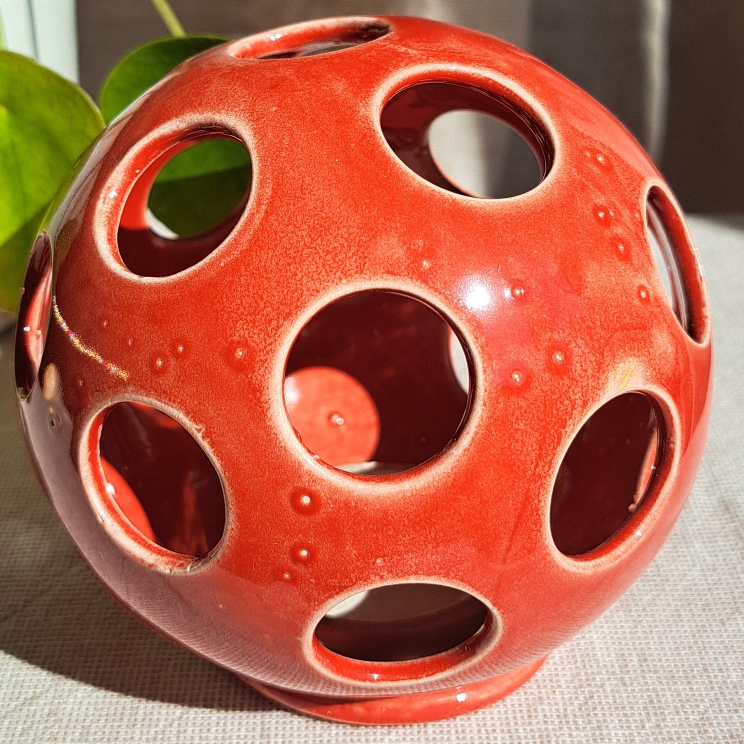 Photophore Rouge motif Ronds