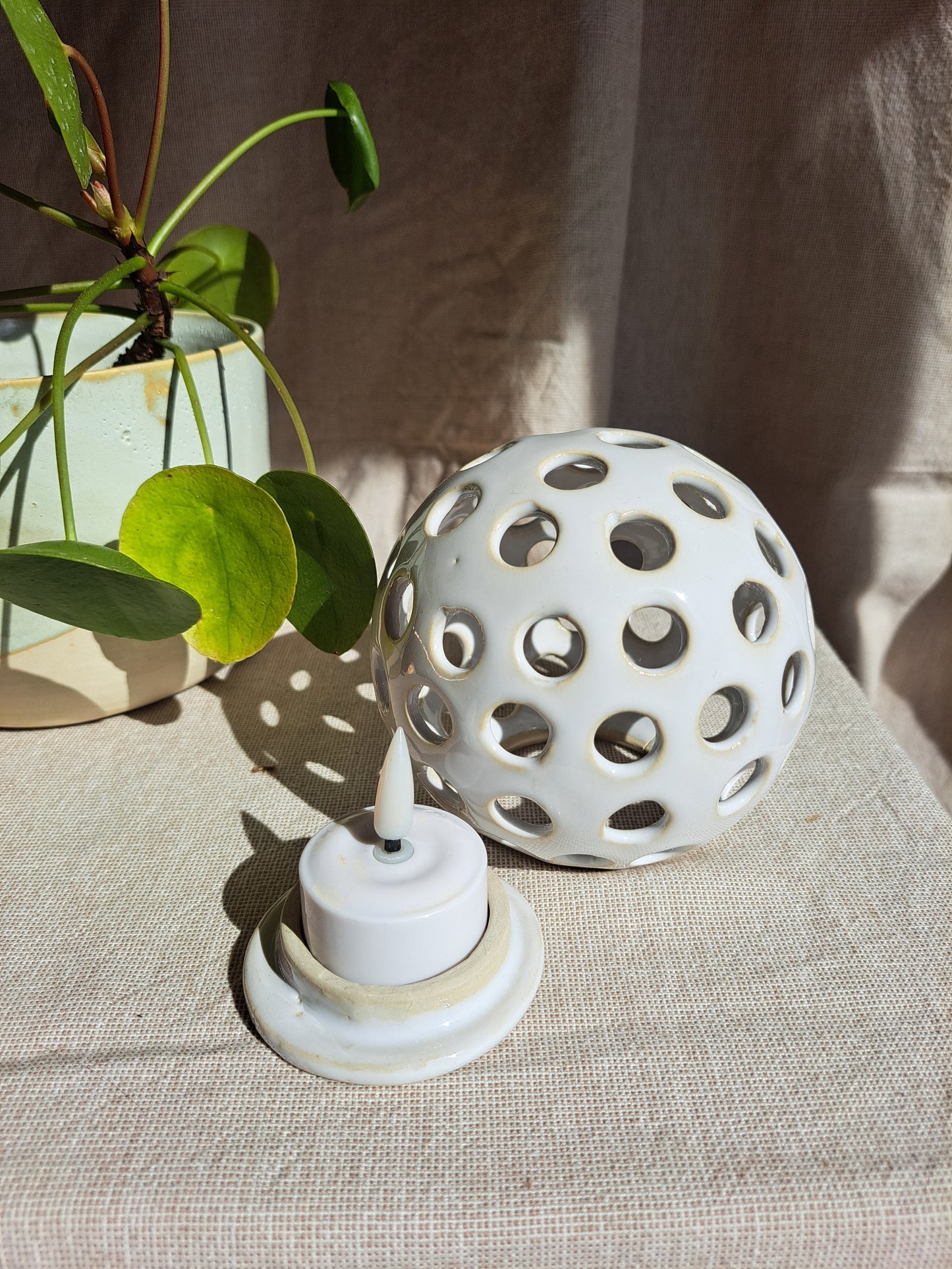 Photophore Blanc motif ronds