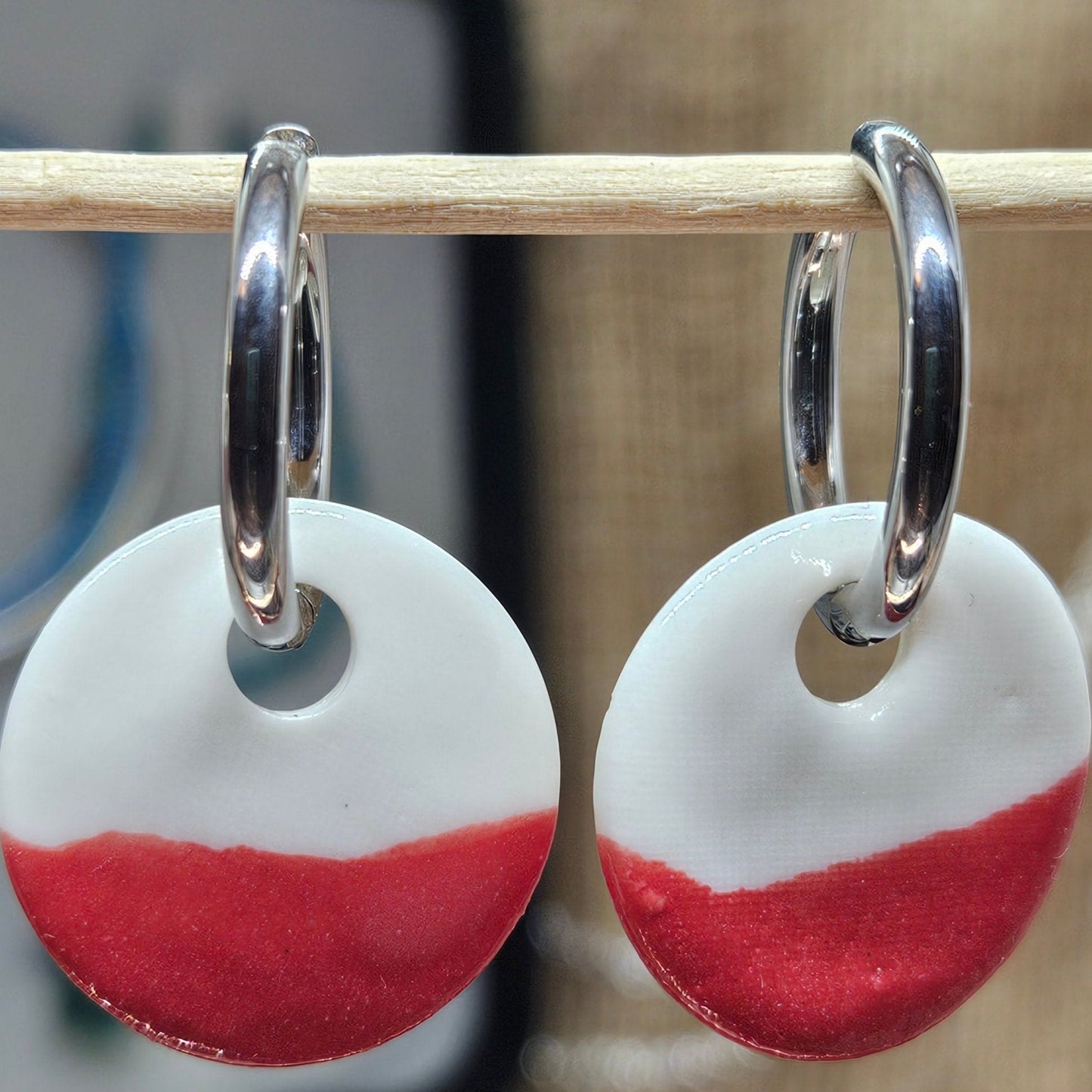 Créoles - Pastilles en porcelaine colorées rouges