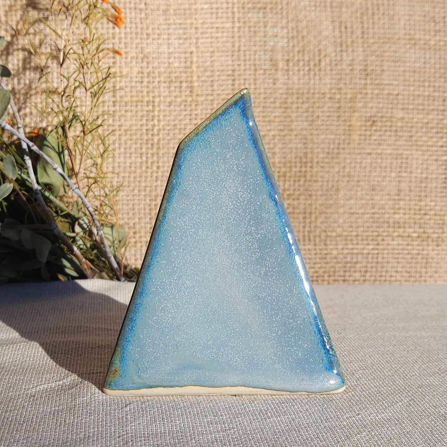 Vase en grès blanc émaillé Bleu vert
