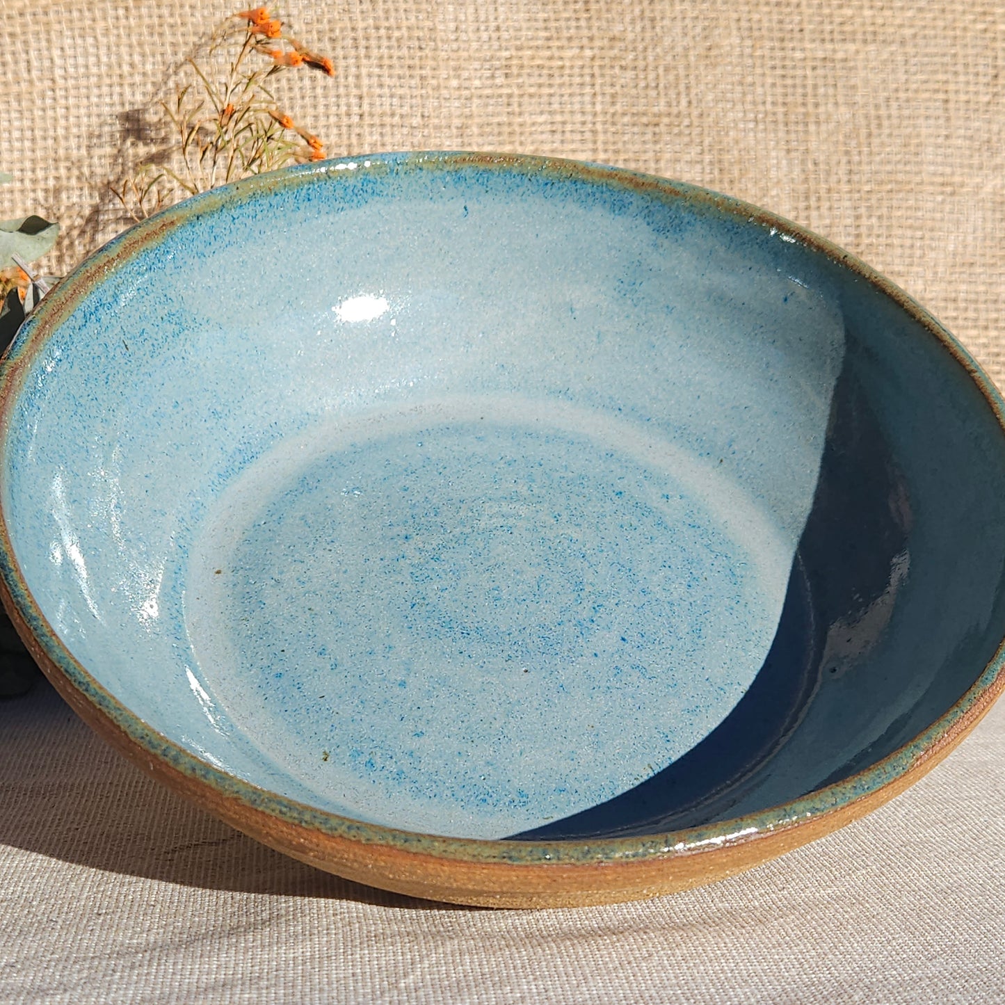 Assiette creuse émail bleu vert