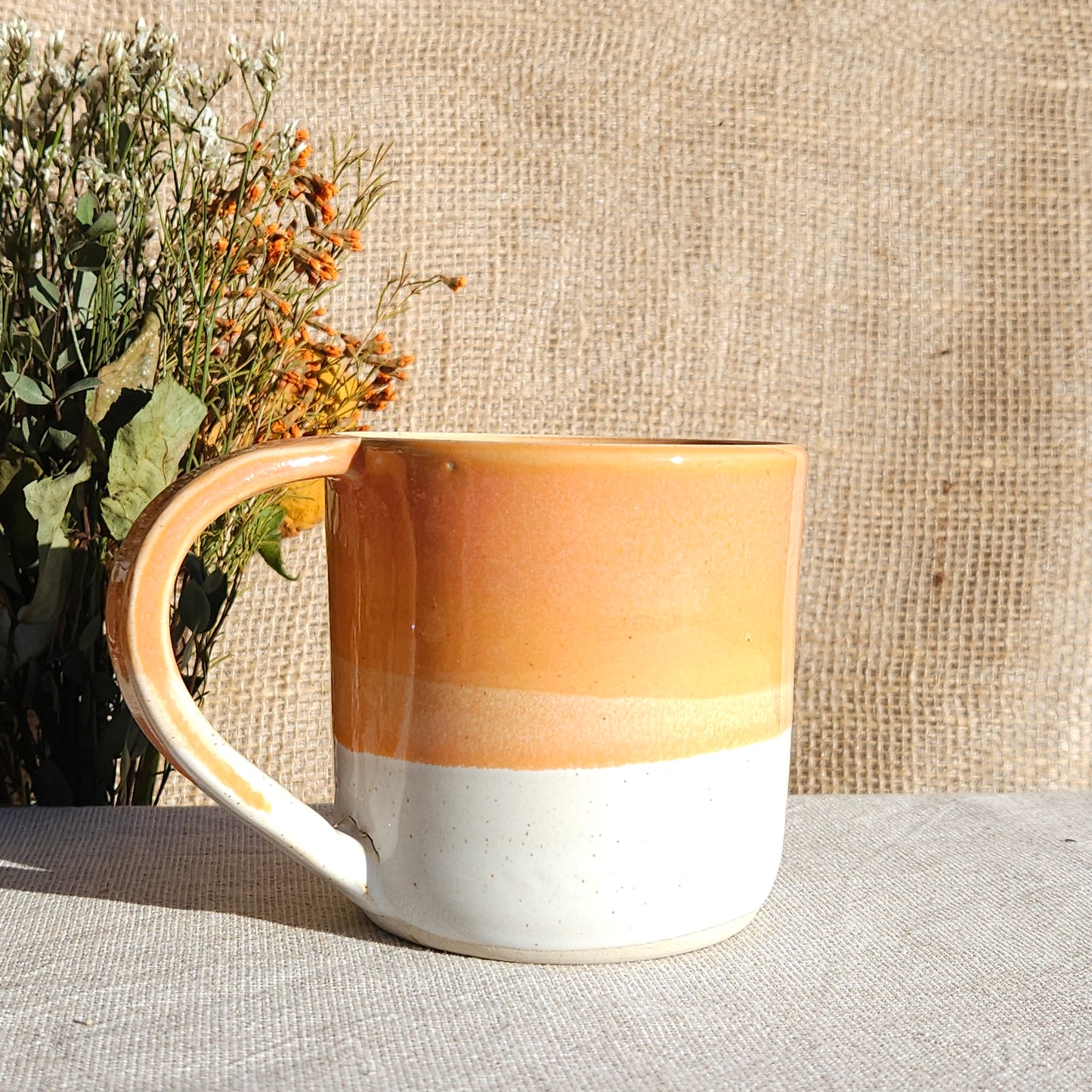 Mug Coloré en grès blanc Orange