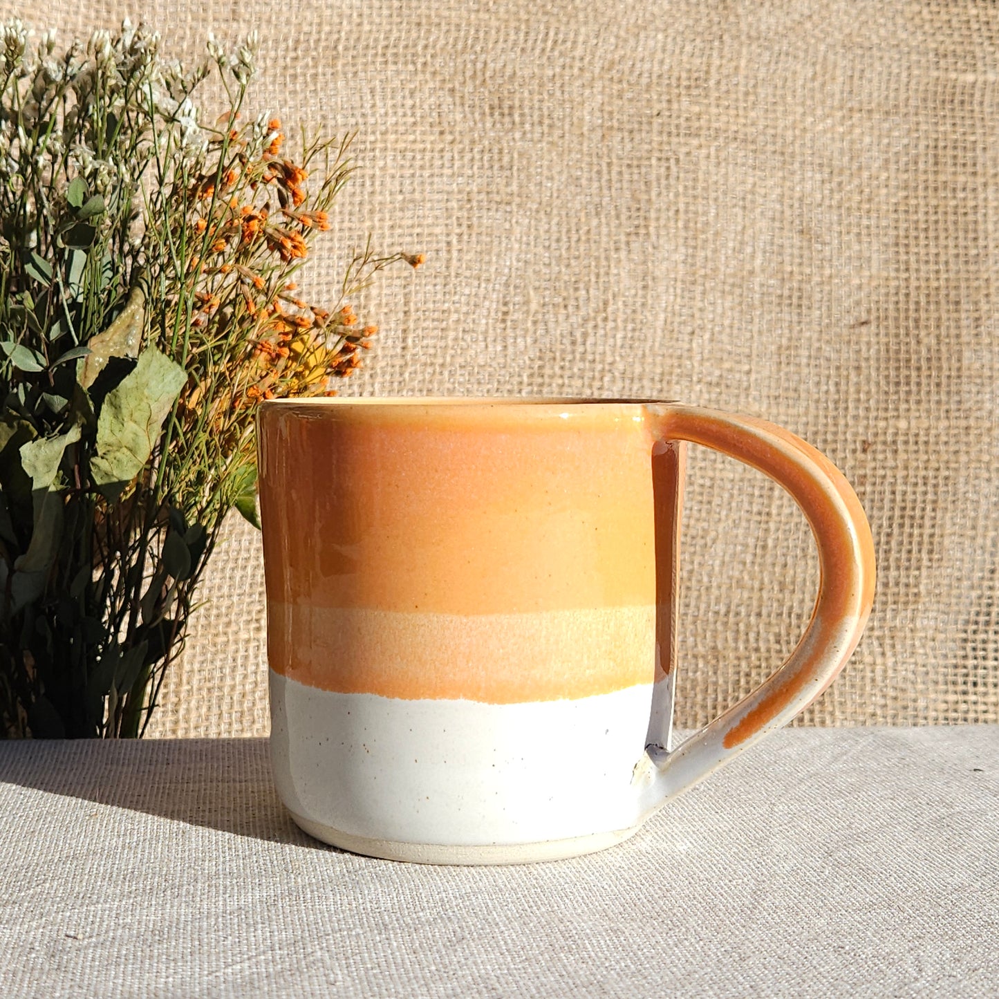Mug Coloré en grès blanc Orange