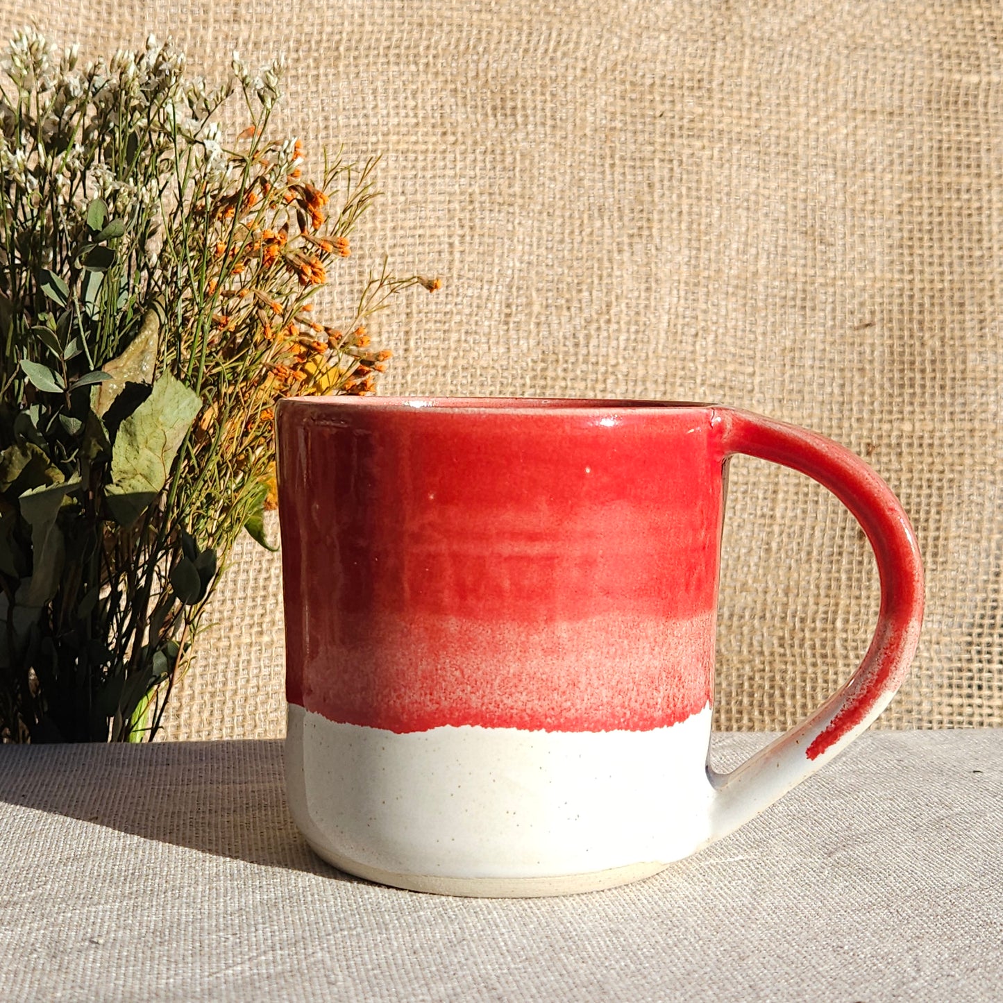 Mug Coloré en grès blanc Rouge Brillant
