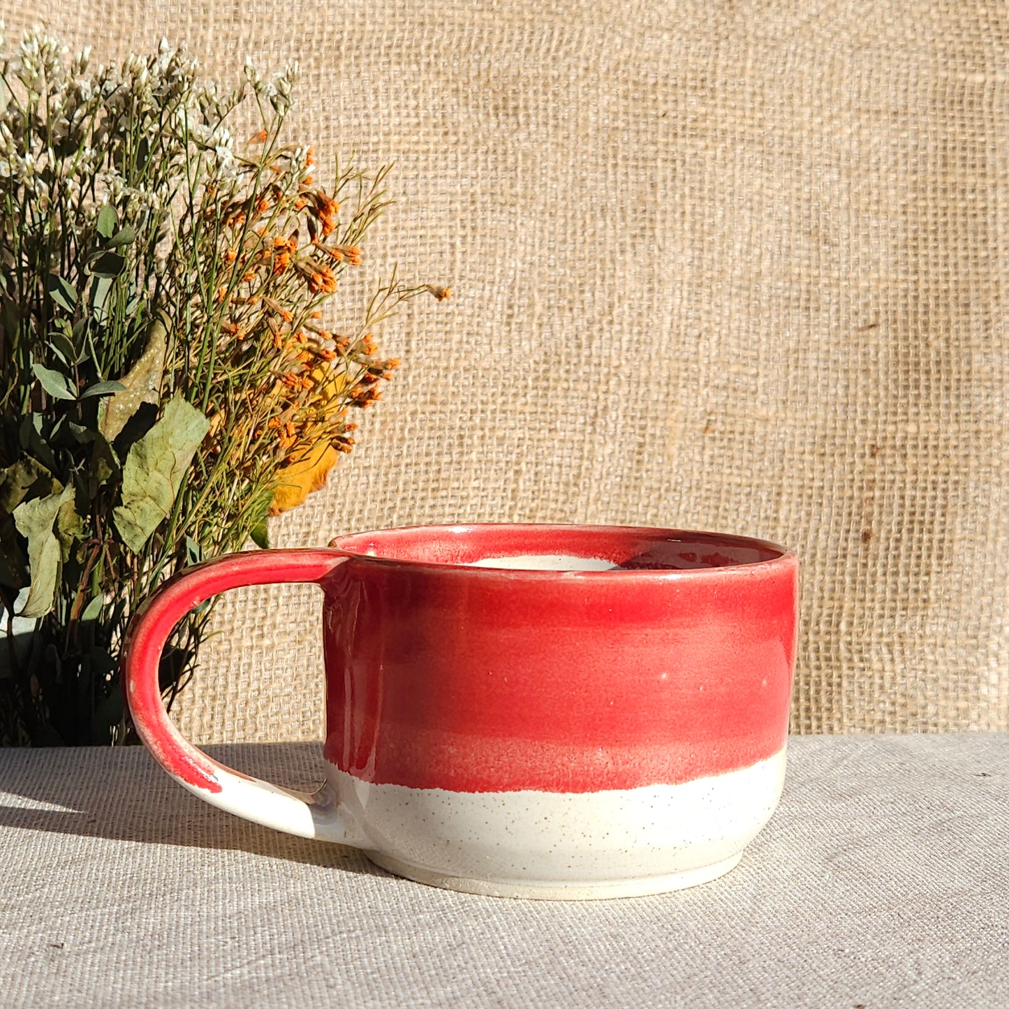 Mug Coloré en grès blanc Rouge Brillant