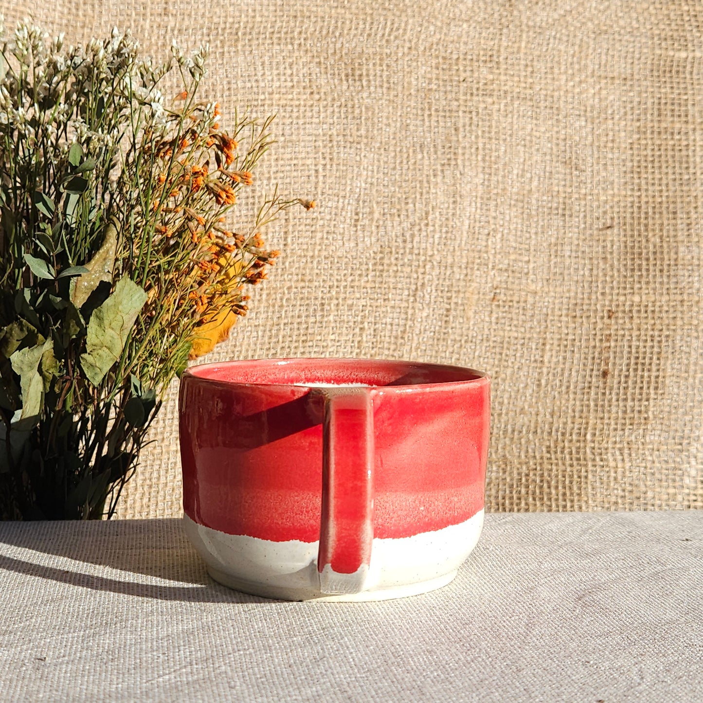Mug Coloré en grès blanc Rouge Brillant