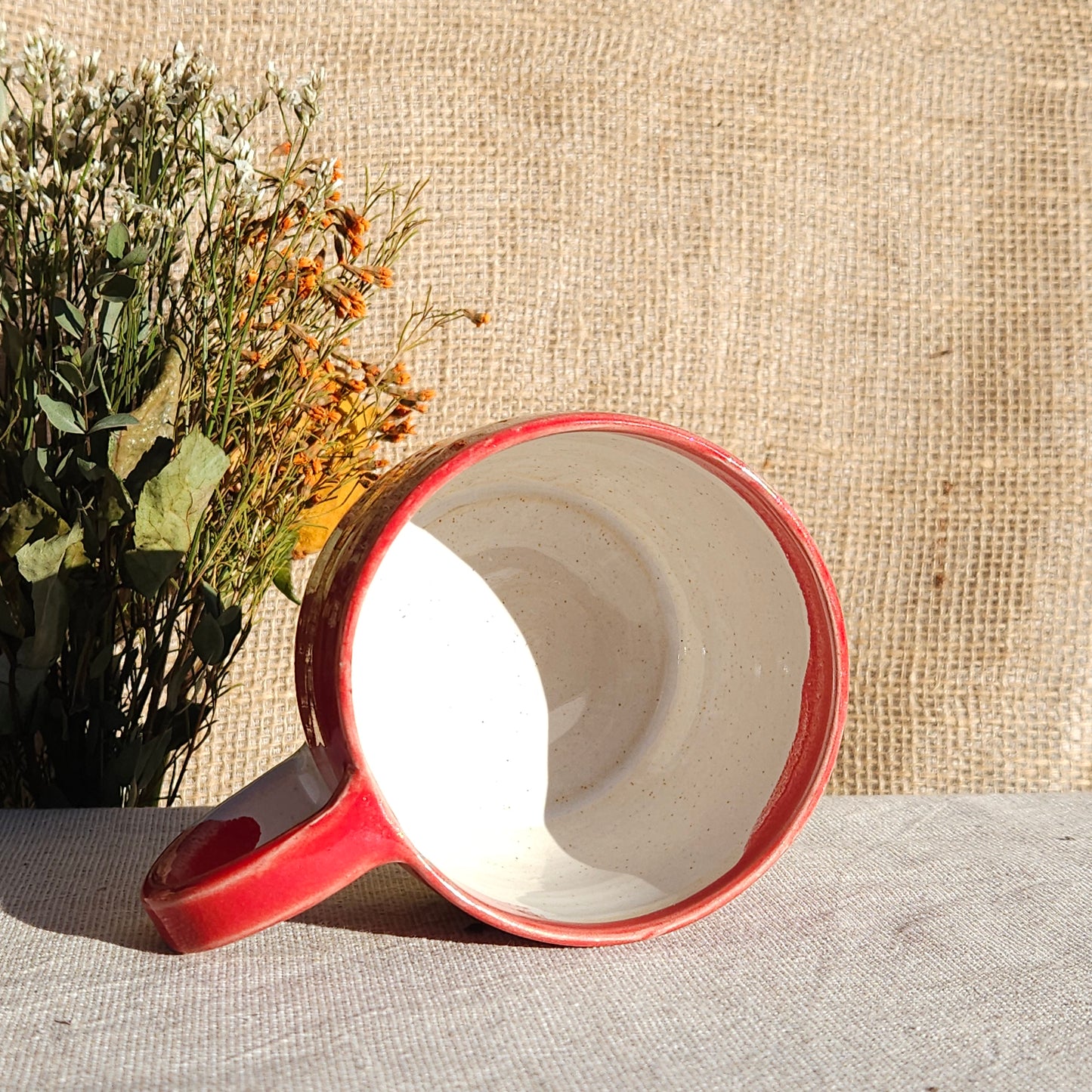 Mug Coloré en grès blanc Rouge Brillant