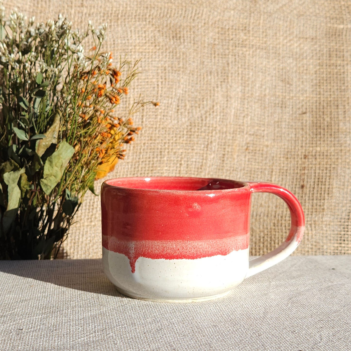 Mug Coloré en grès blanc Rouge Brillant