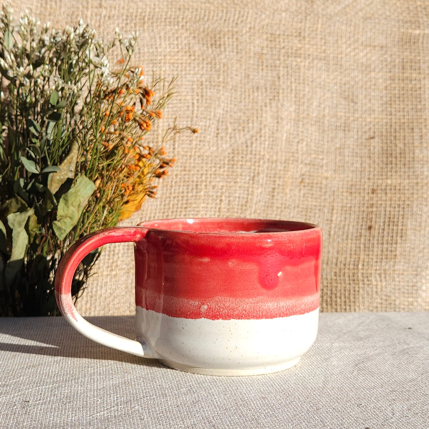 Mug Coloré en grès blanc Rouge Brillant