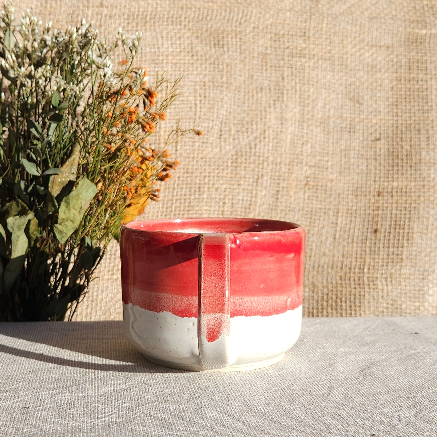 Mug Coloré en grès blanc Rouge Brillant
