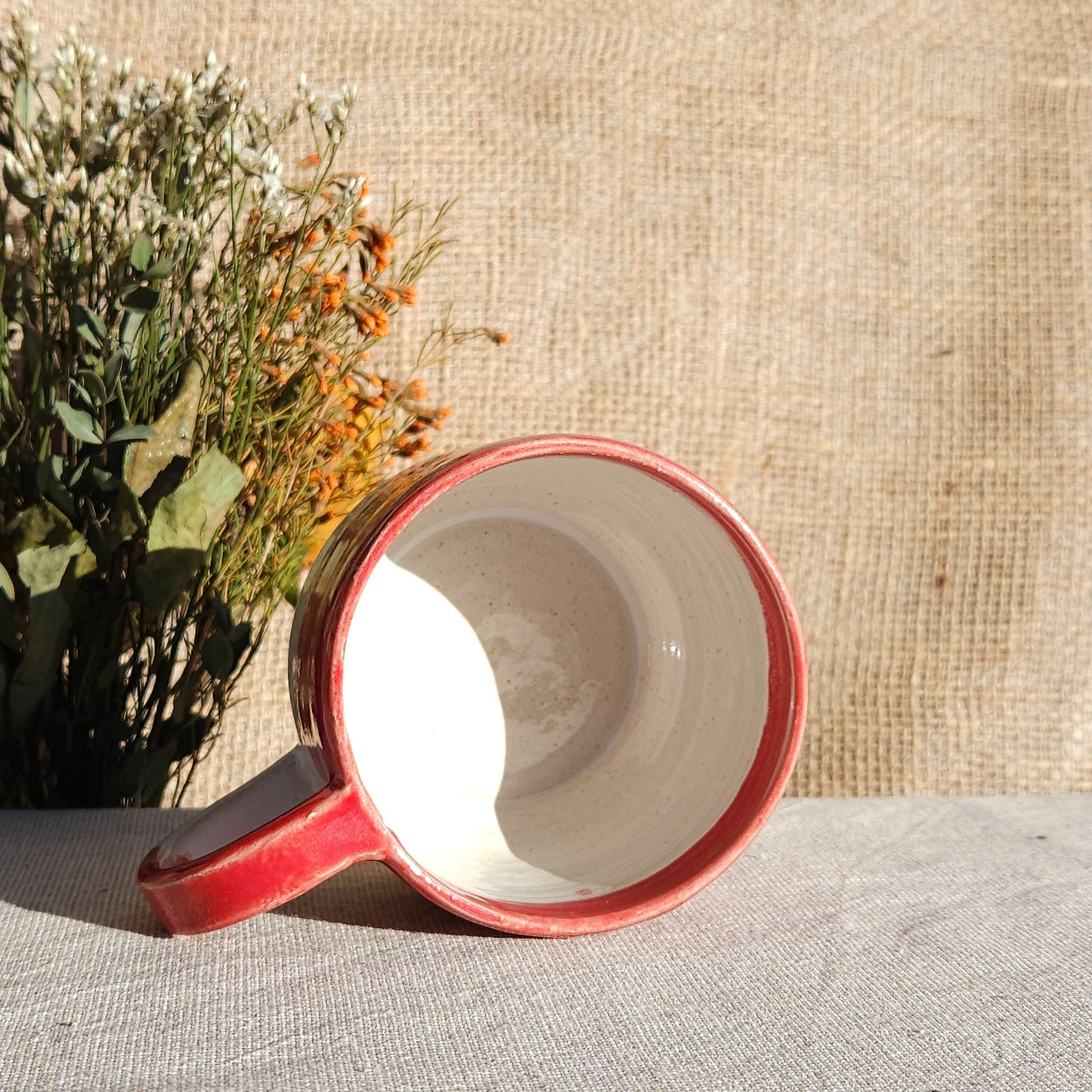 Mug Coloré en grès blanc Rouge Brillant