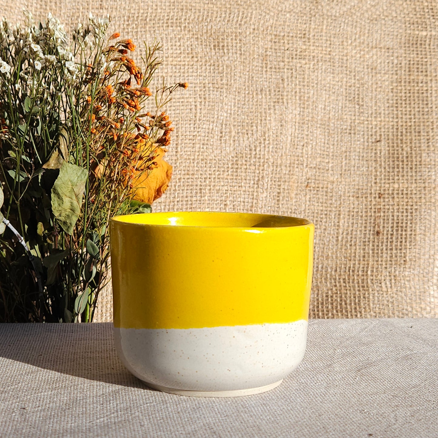 Mug Coloré en grès blanc Jaune