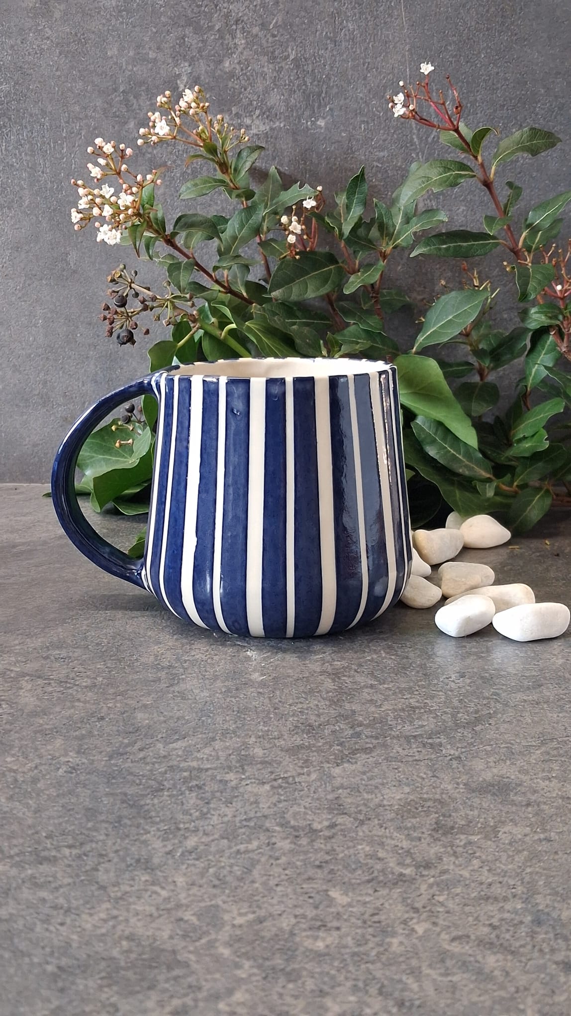 Mug XXL rayé Bleu