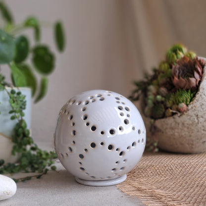Photophore Blanc motif ronds