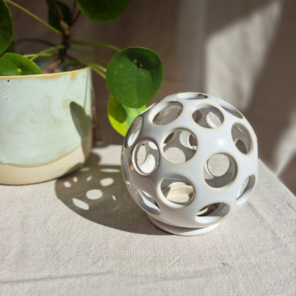 Photophore Blanc motif gros ronds