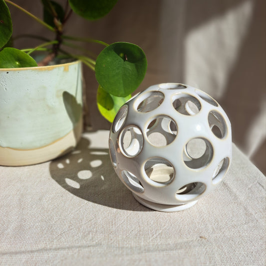 Photophore Blanc motif gros ronds