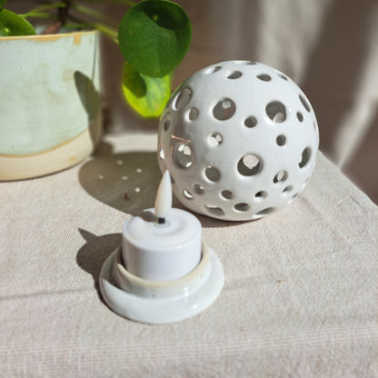 Photophore Blanc motif Ronds