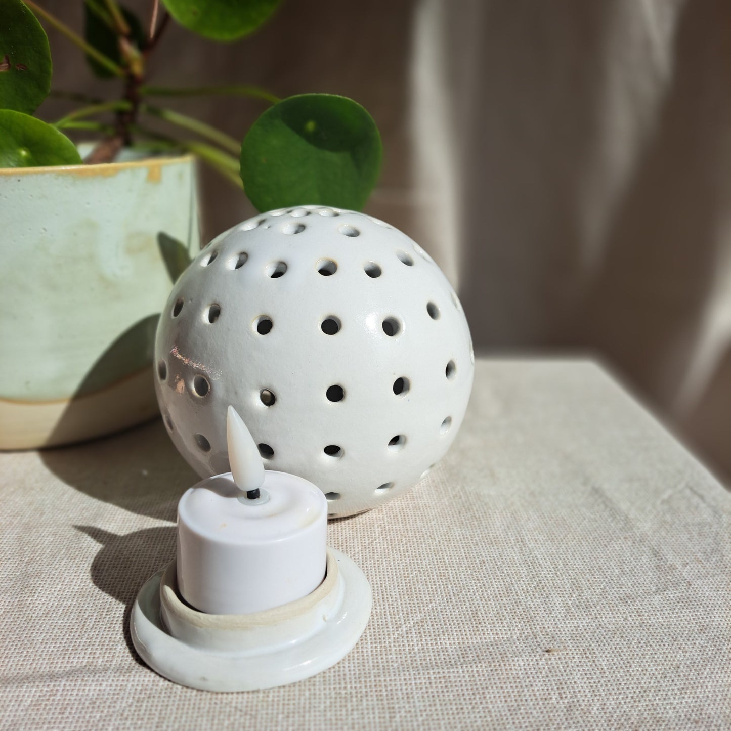Photophore Blanc Petit ronds