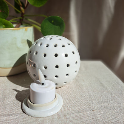 Photophore Blanc Petit ronds