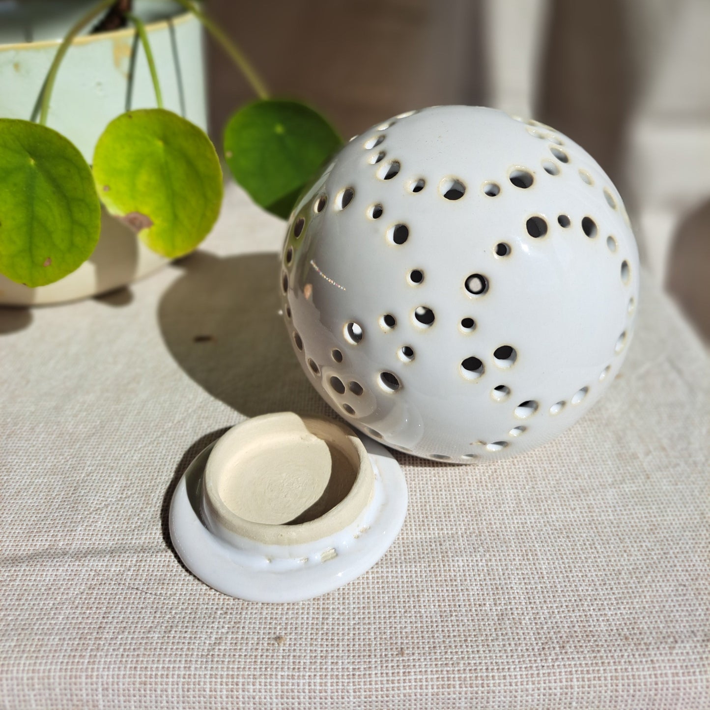 Photophore Blanc motif ronds