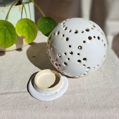 Photophore Blanc motif ronds