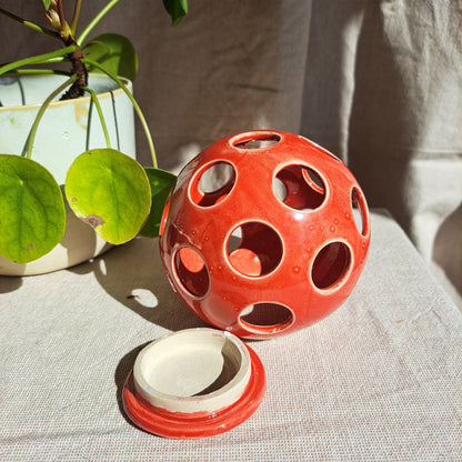 Photophore Rouge motif Ronds