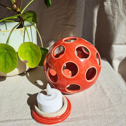 Photophore Rouge motif Ronds