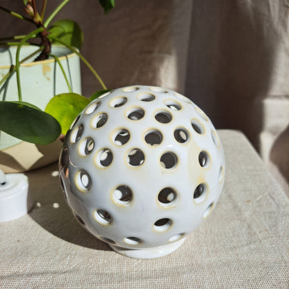 Photophore Blanc motif Petits Ronds