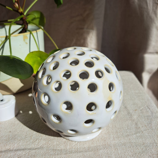 Photophore Blanc motif Petits Ronds