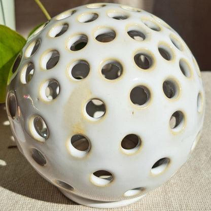 Photophore Blanc motif Petits Ronds