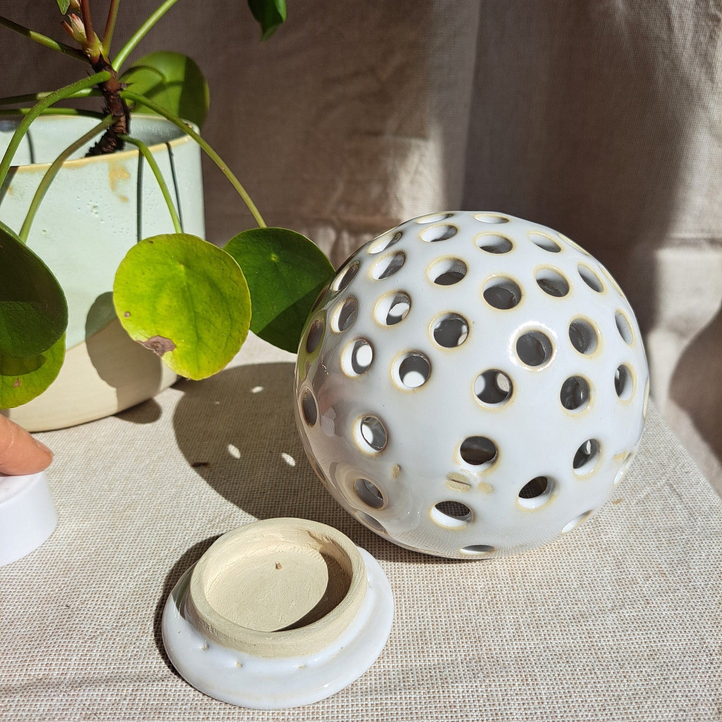 Photophore Blanc motif Petits Ronds