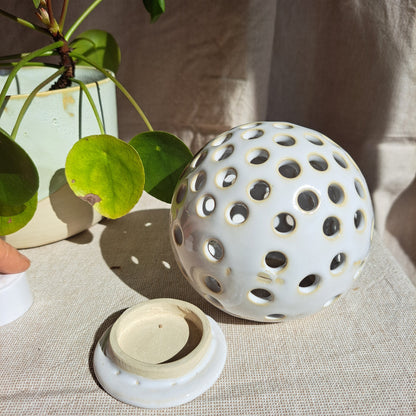 Photophore Blanc motif Petits Ronds