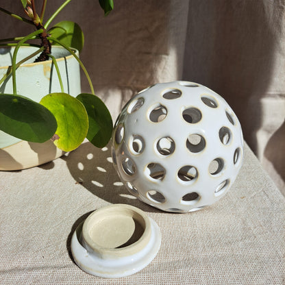 Photophore Blanc motif ronds