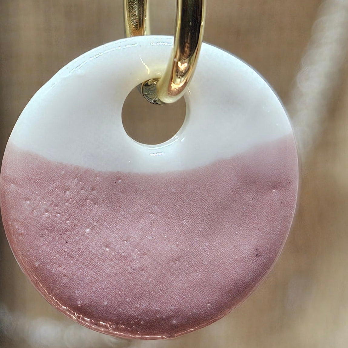 Créoles -Pastilles en porcelaine colorées Vieux Rose