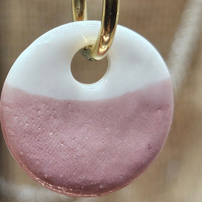 Créoles -Pastilles en porcelaine colorées Vieux Rose