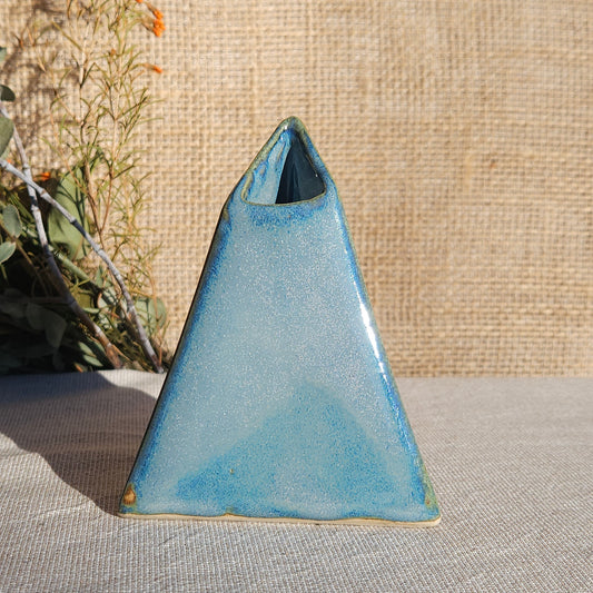 Vase en grès blanc émaillé Bleu vert