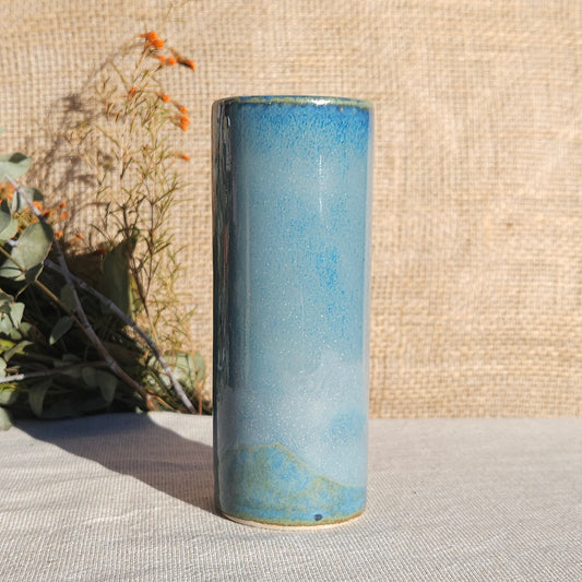 Vase en grès blanc émaillé Bleu vert