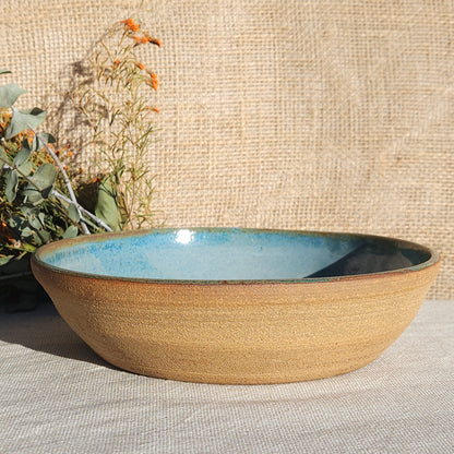 Assiette creuse émail bleu vert