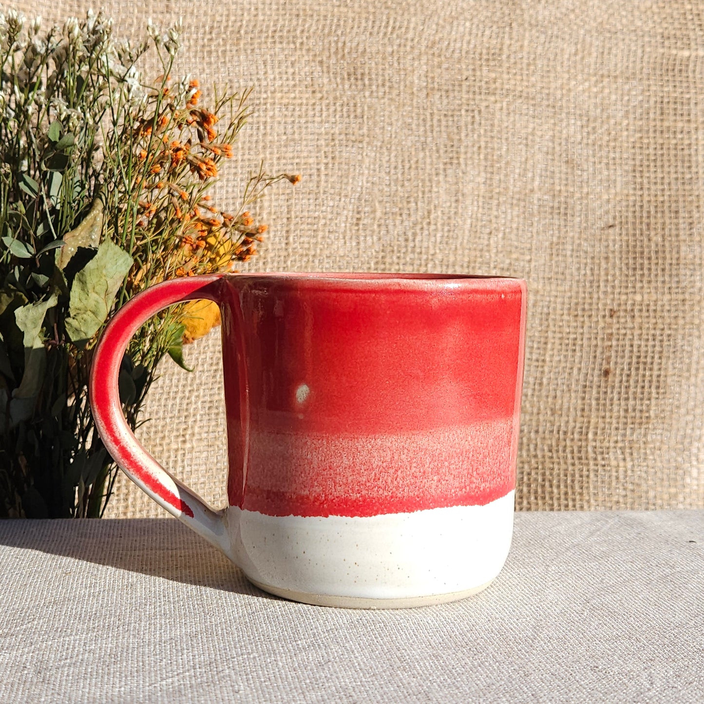 Mug Coloré en grès blanc Rouge Brillant