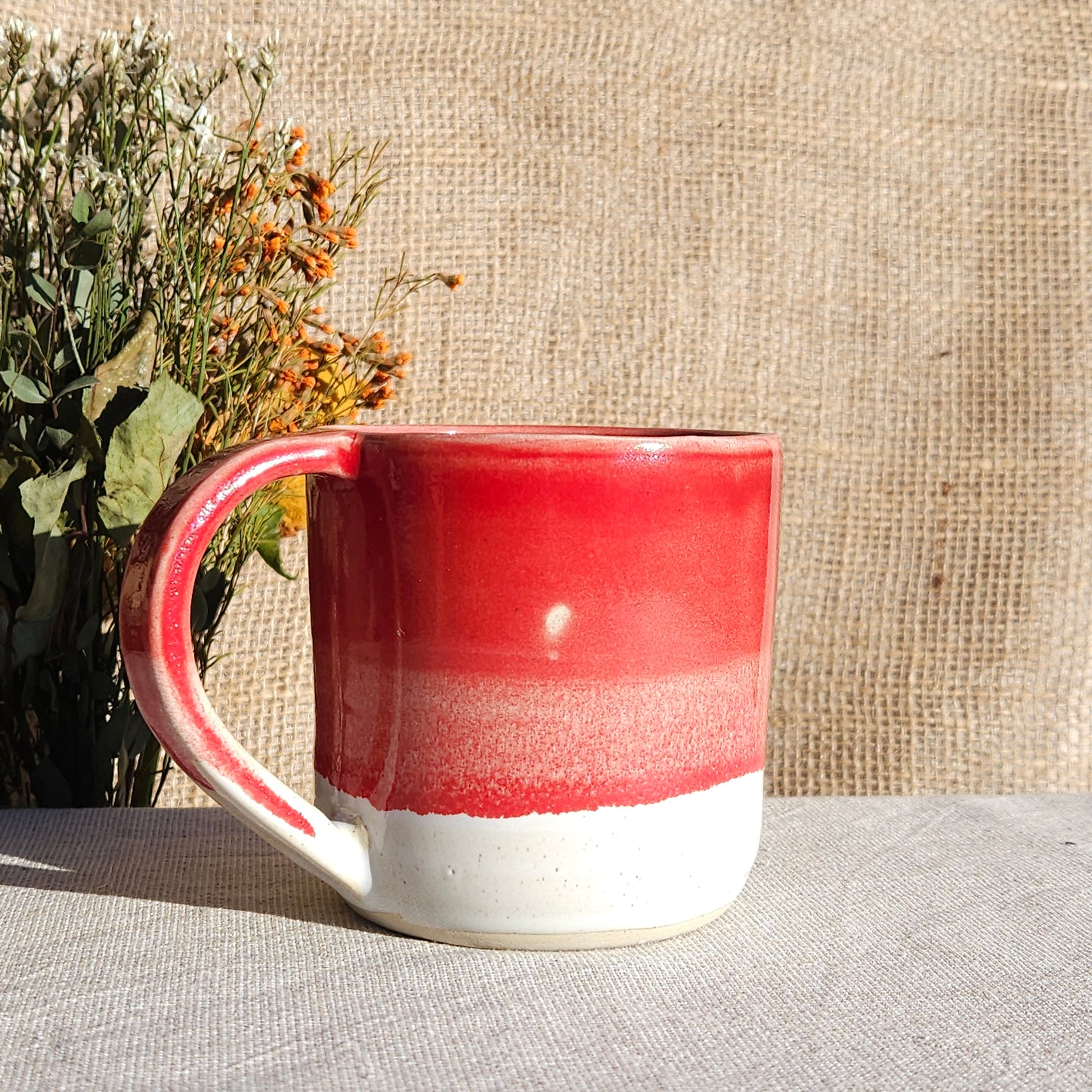 Mug Coloré en grès blanc Rouge Brillant