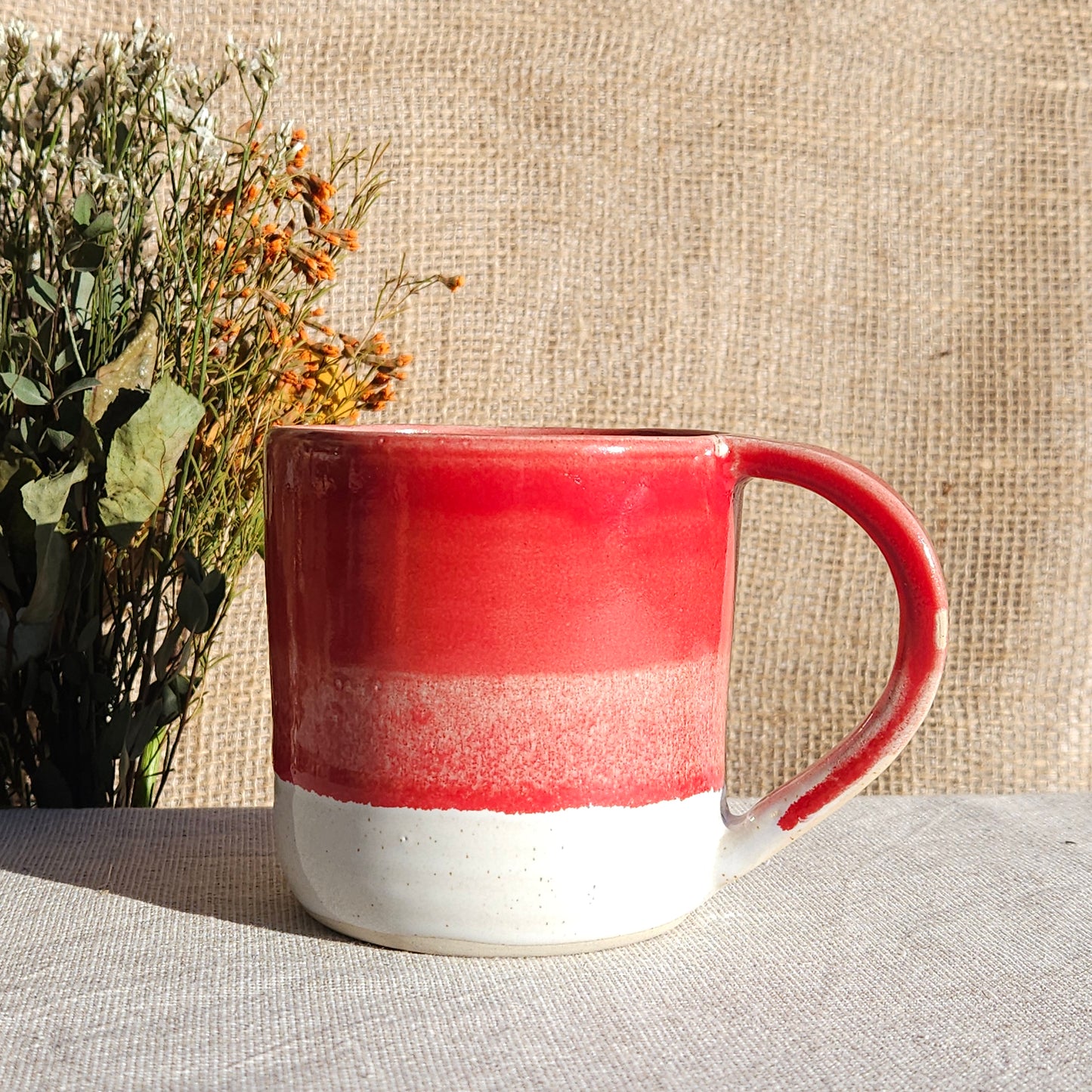Mug Coloré en grès blanc Rouge Brillant
