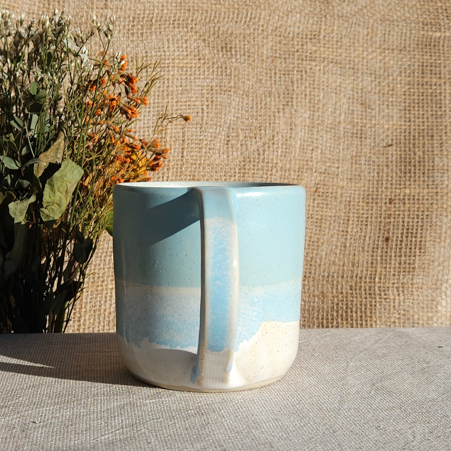 Mug Coloré en grès blanc Bleu Satiné