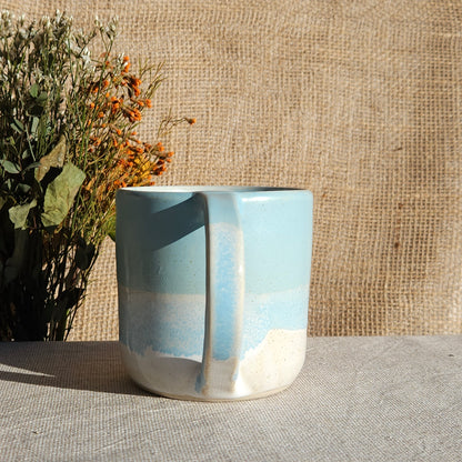 Mug Coloré en grès blanc Bleu Satiné