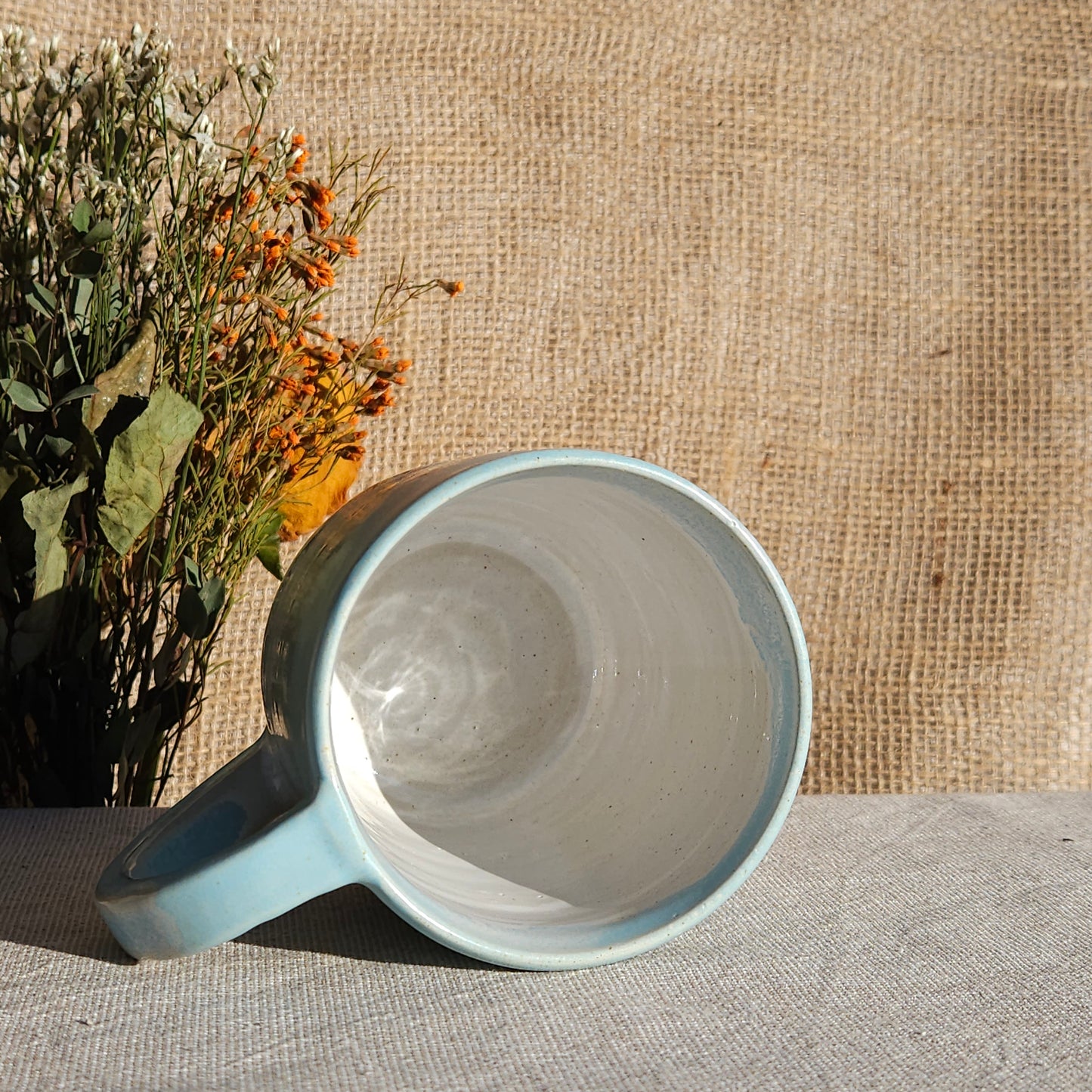 Mug Coloré en grès blanc Bleu Satiné