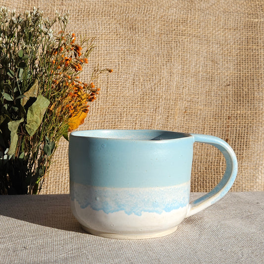 Mug Coloré en grès blanc Bleu Satiné