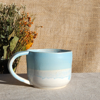 Mug Coloré en grès blanc Bleu Satiné