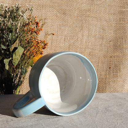 Mug Coloré en grès blanc Bleu Satiné