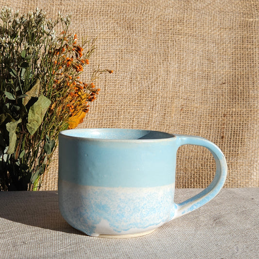 Mug Coloré en grès blanc Bleu Satiné
